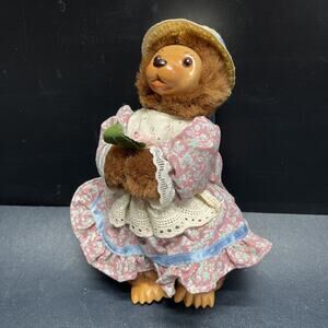 Vintage Robert Raikes Bear Doll- Hat & Prairie Dress Ditsy Floral Limited 10000